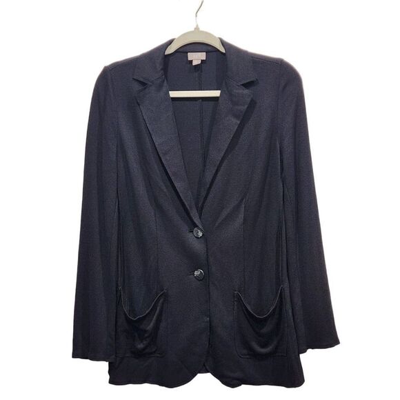J. Jill Black Wool Blend Slouchy Deconstructed Raw Edge Blazer, XS - Picture 1 of 10